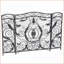Pare-étincelles traditionnel à 3 panneaux en fer avec motif floral noir argent brossé | L 53 po x H 36 po | Noir + argent | Fer