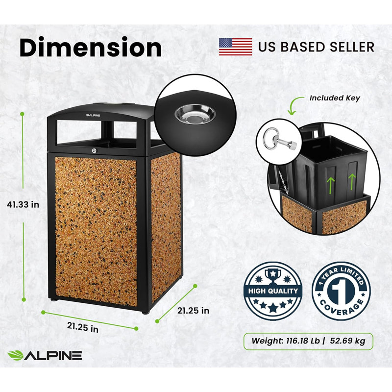 471-2 Series Steel Open Trash Can - 40 Gallons
