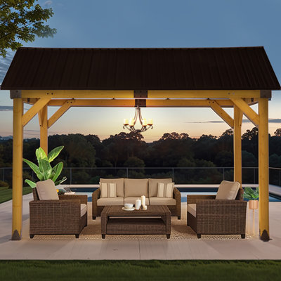 10 x 12 pi Pavillon de jardin en cèdre avec toit en acier galvanisé