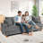 87"Solid Wood Leg Corduroy 3-Person Sofa with 2 Pillows-1192196252