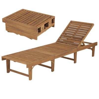 Chaise longue simple en acacia 80 po