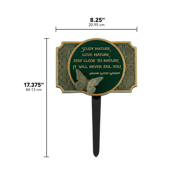 Frank Lloyd Wright - Étude de jardin sur plaque avec ornement papillon, Doré, Green/Gold