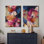 Abstrait coloré, décoration murale moderne, art sur toile, fleurs abstraites, peinture, art moderne coloré, affiches, impressions abstraites pour le salon, chambre à coucher, prêt à accrocher, ensemble de 2