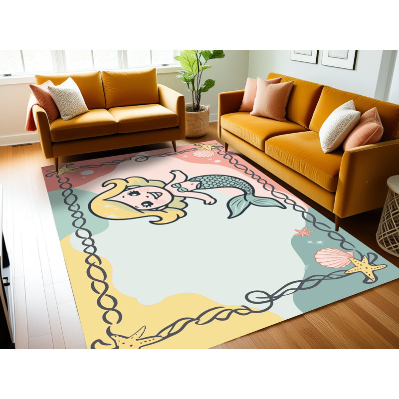 Tapis lavable pour enfants Sunside Sails Mermaids Ocean_Mer026, Rectangle 4pi x 6 pi