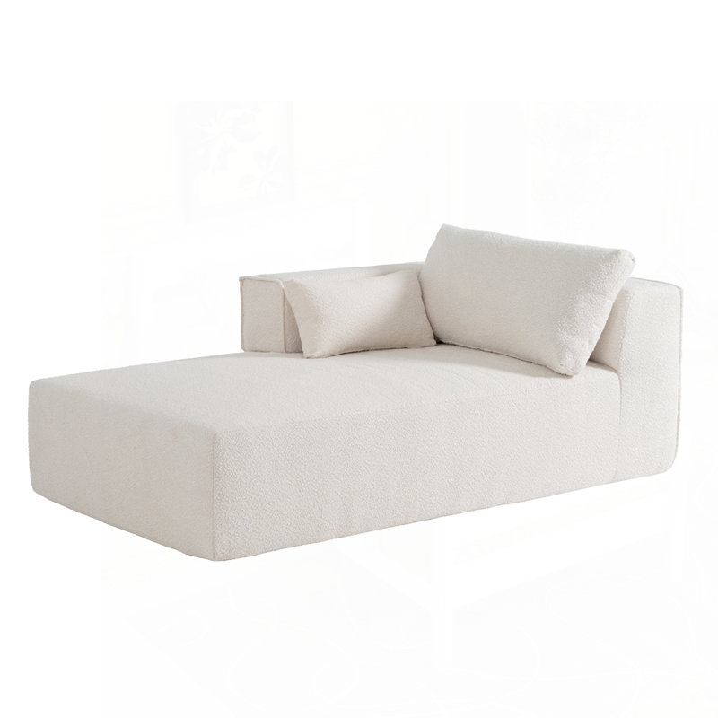 Versatile Modular Sofa with Free Side Table and Pillows for Living Room, Beige