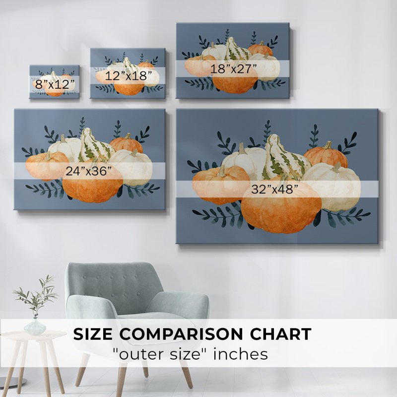 Automne orange et blues II - toile tendue avec châssis, H 18 po x l 27 po