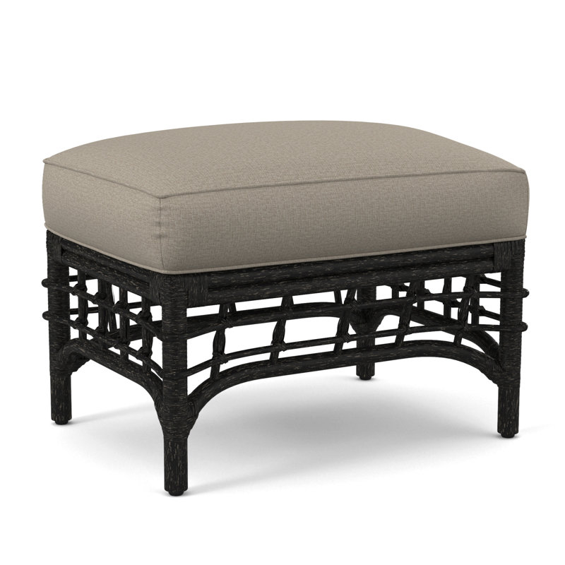 Luca Upholstered Ottoman, Beige Performance Fabric; 0851-73, Antique Black
