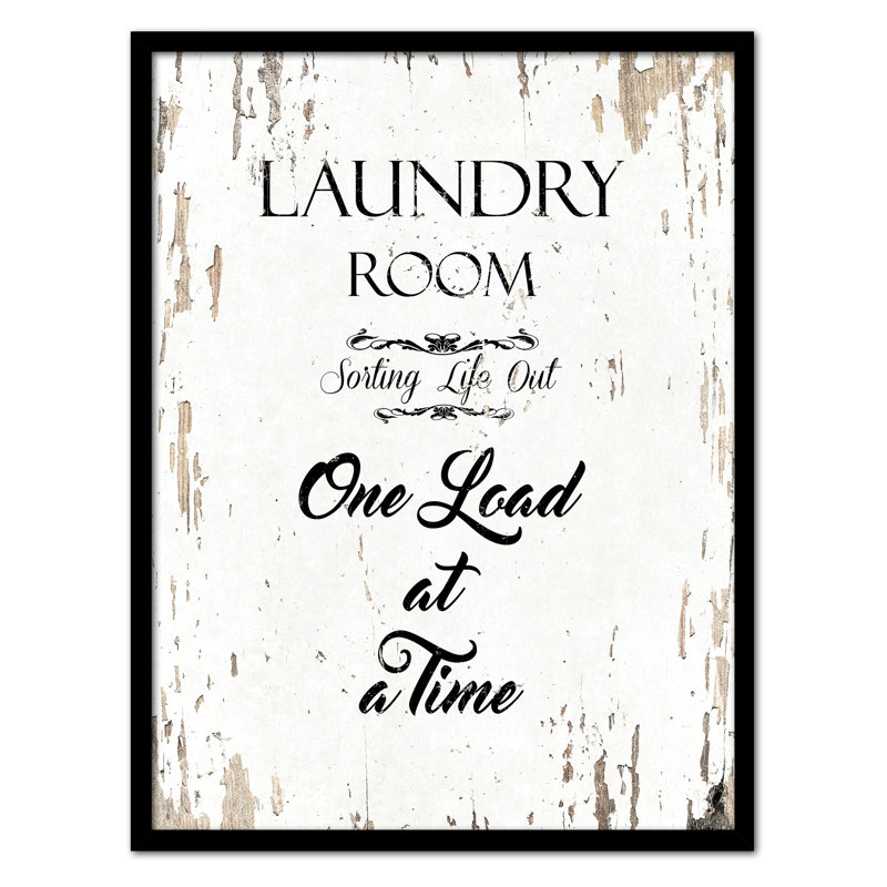 «Laundry Room Sorting Life Out One Charge At a Time», reproduction d'art textuel sur toile encadrée