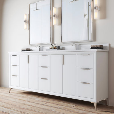 Meuble-lavabo double 72 po avec plateau Cardine