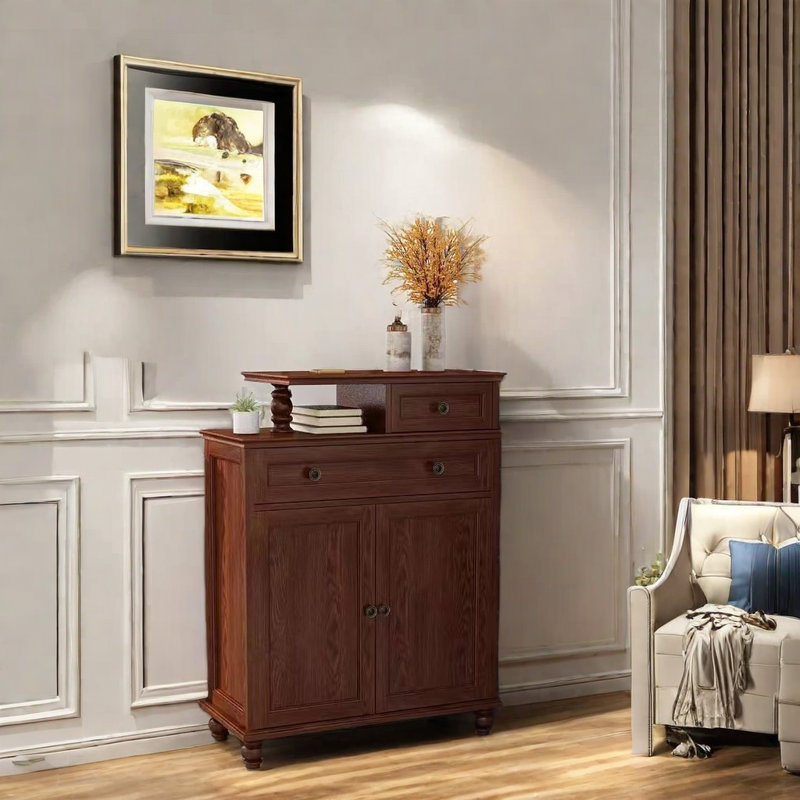 American Style Solid Wood Shoe Cabinet 12 Pair Solid Wood Shoe Storage Cabinet