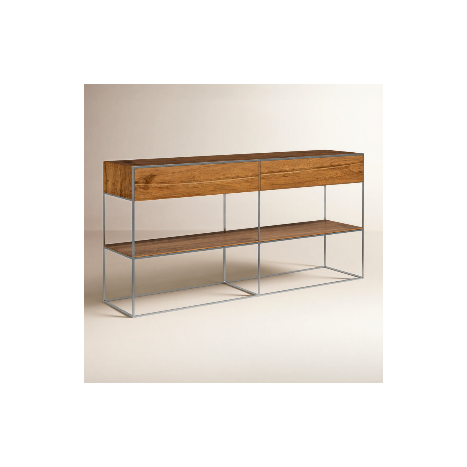 Ophelia 63'' Solid Wood Console Table, Brown, Silver