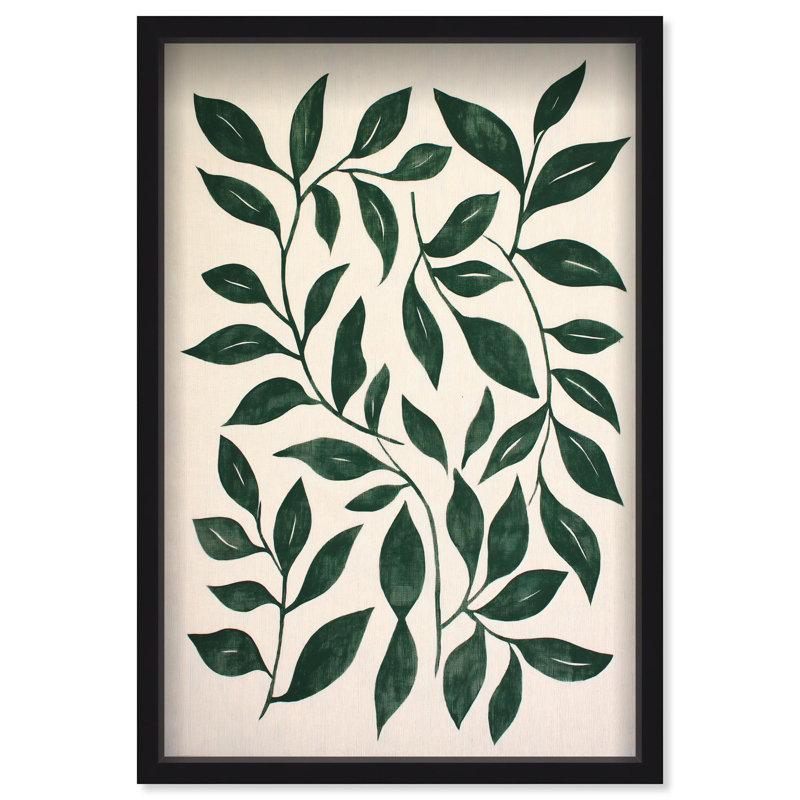 Oliver Gal Leaf Linen I Floral and Botanical - Luxury Shadowbox Framed Wall Art, 37" H x 25" W, Black