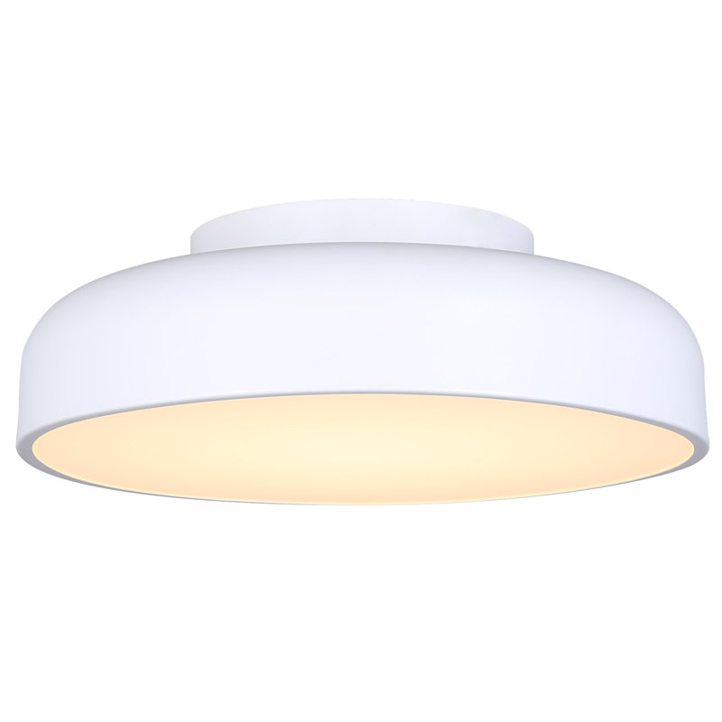 Gilverto 13.88 In. 1 Light Integrated LED White Contemporary Flush Mount With White Metal Shade