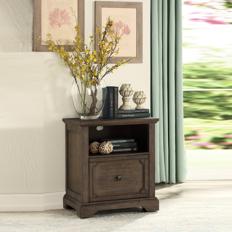 Office, File Cabinet, Dark Oak Finish, Bearing Glides, Drawer, Storage Shelf, , Movement, Organization Rustic Transitional Style Office Cabinet With And For Easy Navigation