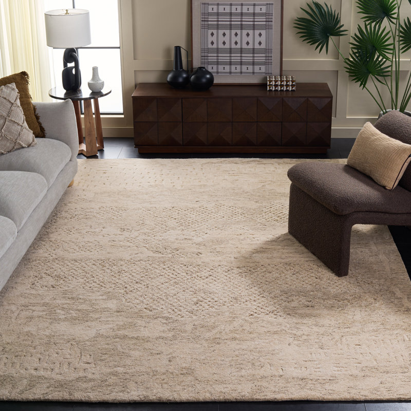 Malinka 101 Hand Tufted Wool; Cotton Abstract Rug, Rectangle 8' x 10'