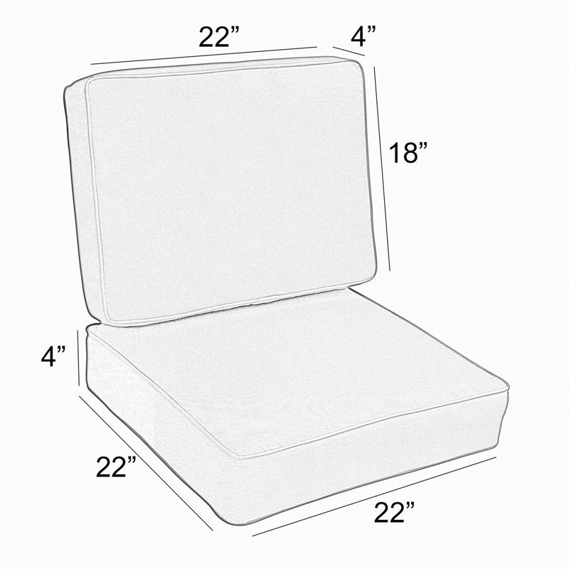 Coussin de chaise intérieur / extérieur Sunbrella, H 4 po x l 22 po x P 22 po