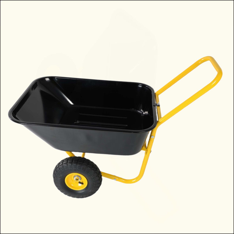 Chariot de jardin à deux roues avec roues pneumatiques de 10 pouces, Jaune / Noir