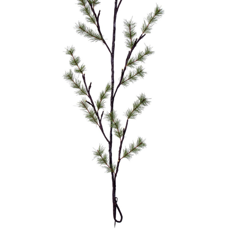 The Holiday Aisle® 6' Green Mini Pine Twig Garland, Warm White LED lights.