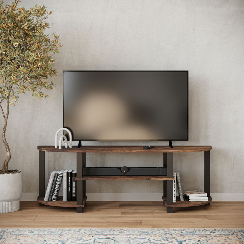 Sireli Unfinished TV Stand for TVs up to 55", Rustic Brown/Black