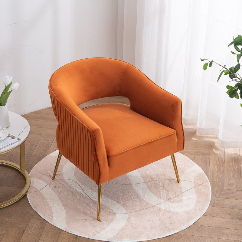 Fauteuil d'appoint en velours Chynna, Velours orange