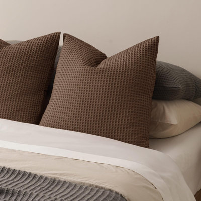 PHF Ultra Soft Waffle Weave Euro Shams Pillow Covers, No Filling, 2 Pack 26" x 26" Breathable & Skin-Friendly Pillow Shams