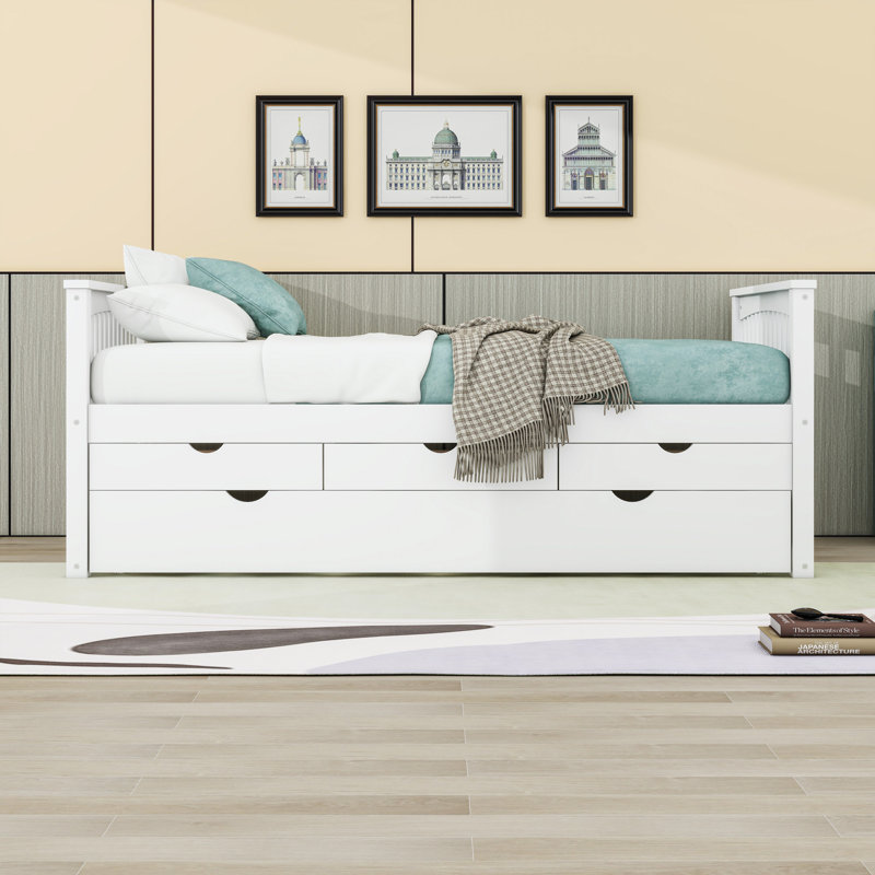 Twin Daybed with Drawers and Twin Trundle, Natural