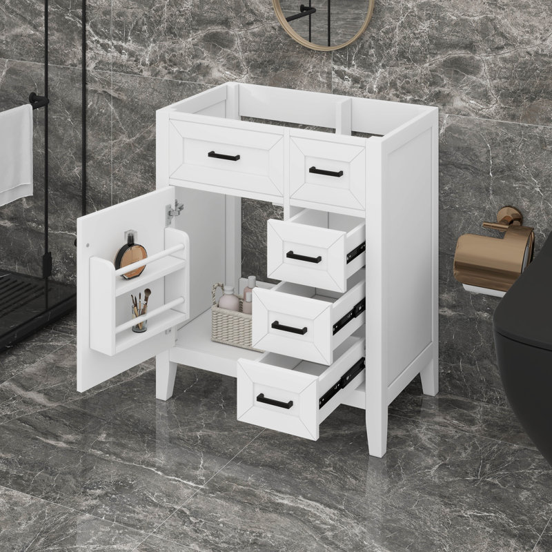 Meuble-lavabo 30 po avec tiroirs, Blanc/Noir