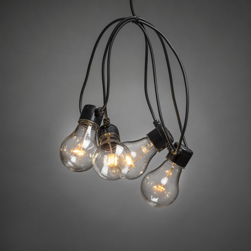 Corvus Outdoor LED Light Set with Amber Bulbs, Black Wire, Dimmable, IP44, 24V Transformer, 1450 m