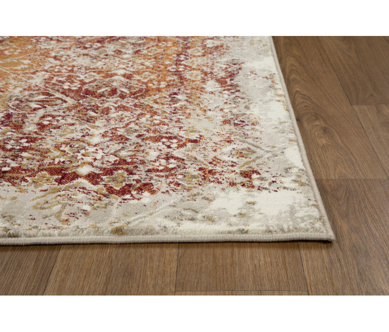 8' Rust Oriental Dhurrie Runner Rug