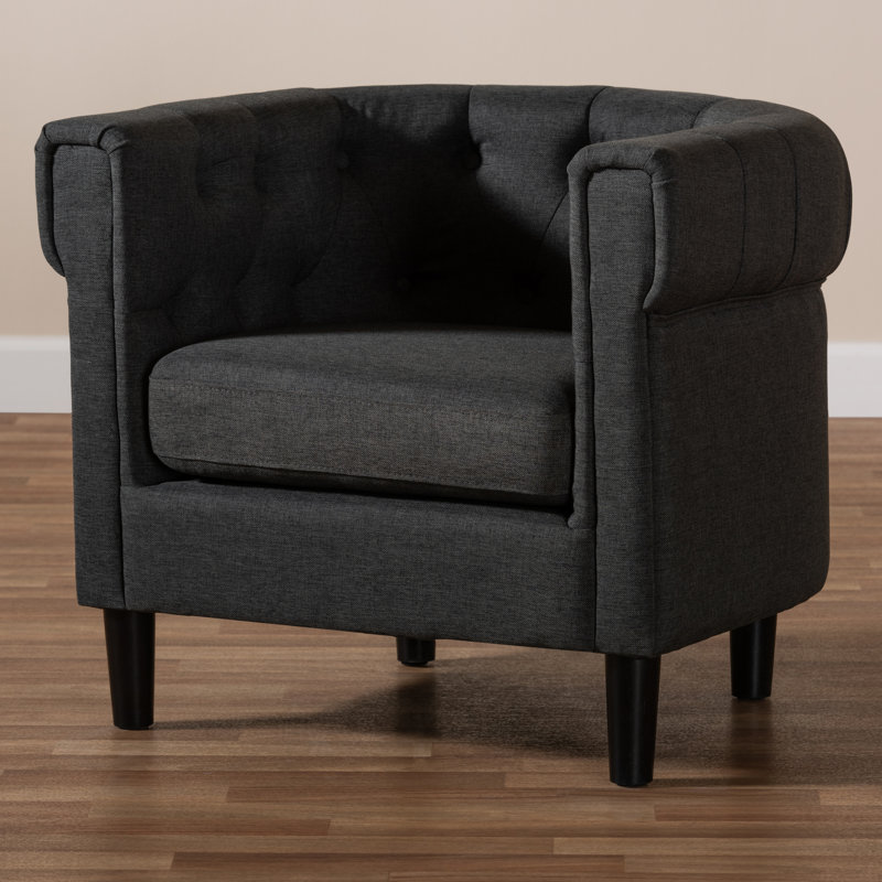 Chauntrice Upholstered Chesterfield Chair, Gray