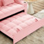 Lit polyvalent pliable en velours rose avec dossier réglable, support de charge et support pour téléphone, cendrier et rotatif-2027883310-2027883299