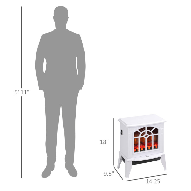 Foyer électrique de 18 po, appareil de chauffage semblable à une flamme, réglable de 750 W / 1500 W, portatif, protégé contre la surchauffe, blanc, effet de flamme d'espace sélectionnable, ajoute de la chaleur et du style