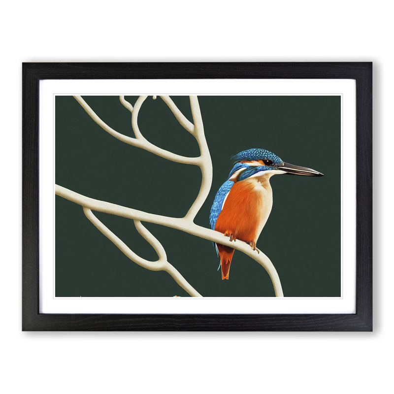 Awe Inspiring Kingfisher Bird - Single Picture Frame Print, Black Framed, 46cm H x 64cm W x 2cm D