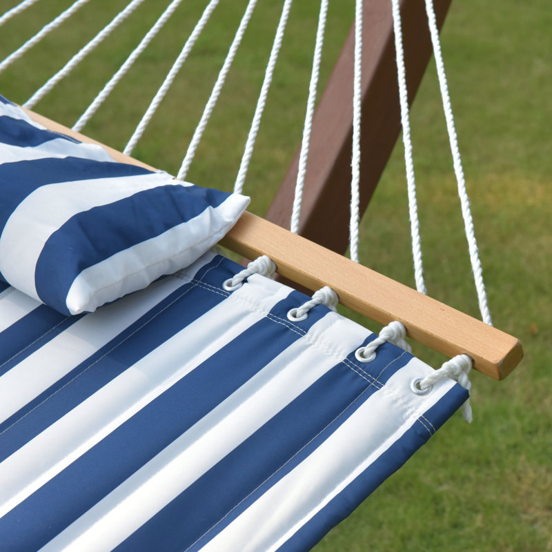 Hamac double matelassé avec coussin amovible Lazy Daze - 12 pi, Bleu marine/blanc