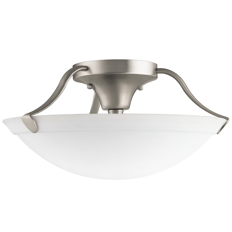 Plafonnier semi-encastré 3 lumières 15,5 po Ervin, Nickel brossé