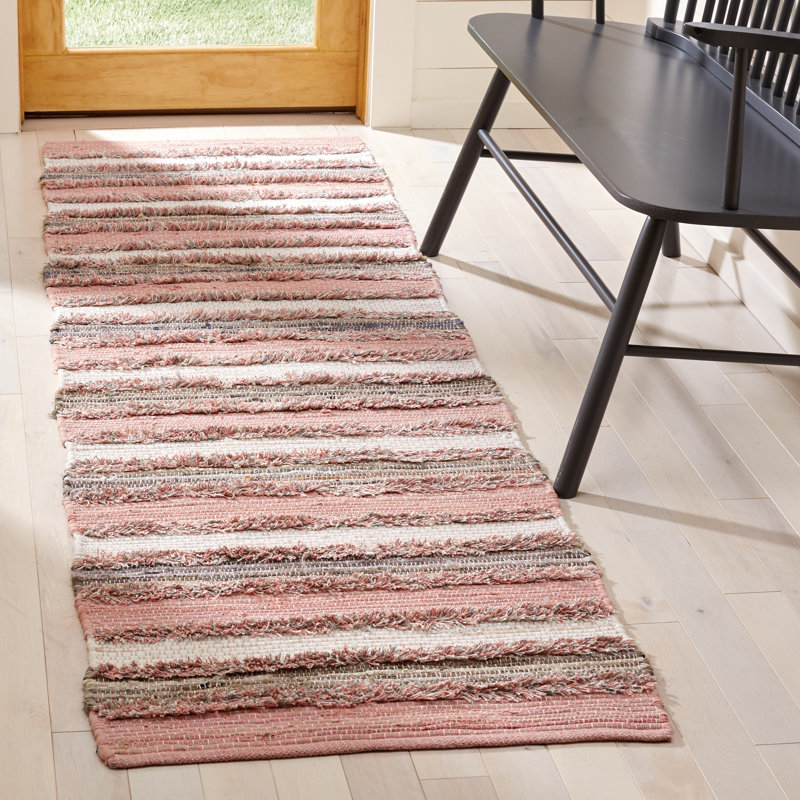 Monaca Hand Woven Cotton Striped Rug, Runner 2'3" x 8'