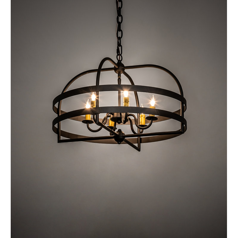 Black Geometric Metal Candle Chandelier with Chain