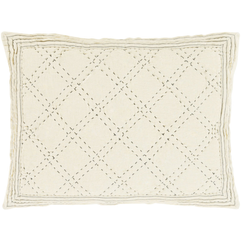 Kojo 100% Linen Sham Set, Euro, Cream/Charcoal