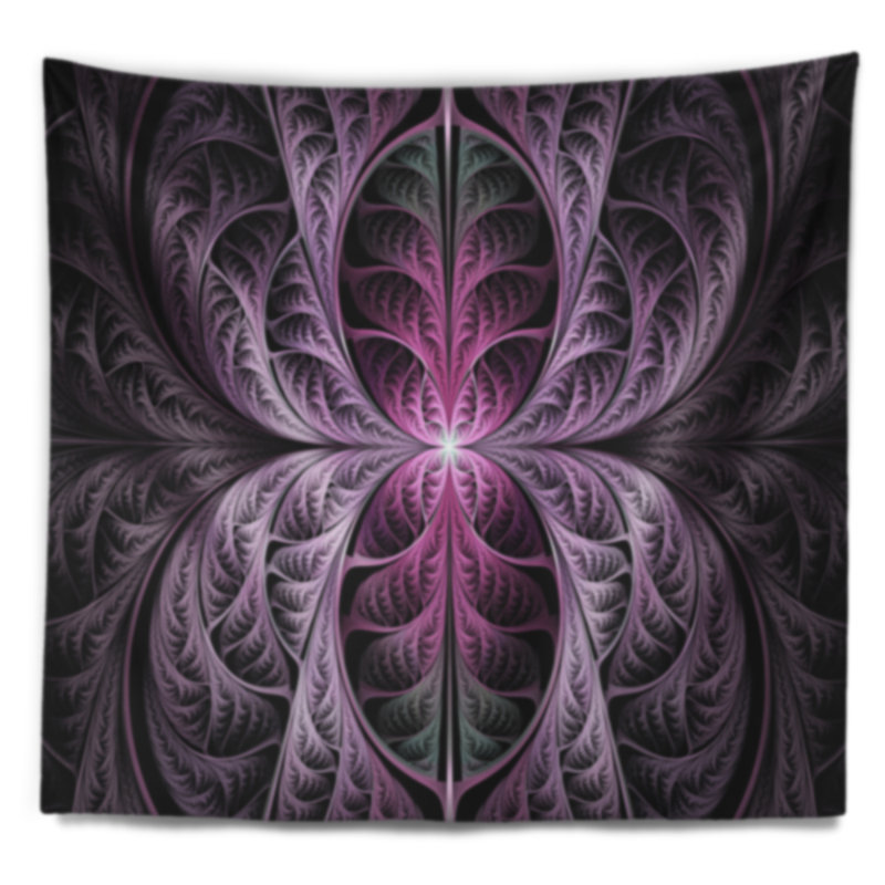 Tapisserie abstraite en verre coloré mauve mauve, H 68 po x l 80 po