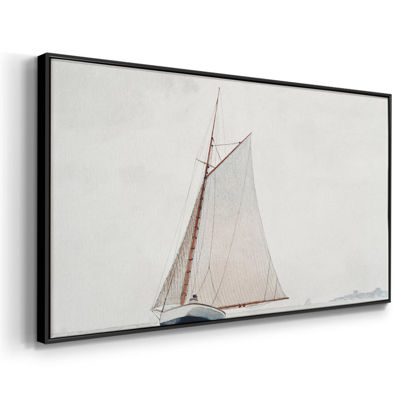Nautical Series-CCXCV- Toile tendue avec châssis tendue, prête à être accrochée, Noir, H 21 po x l 41 po