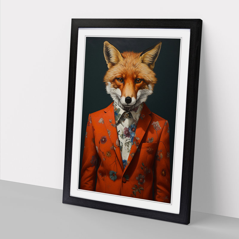 Fox Contemporary - Framed Print, Black, 46cm H x 34cm W x 2cm D