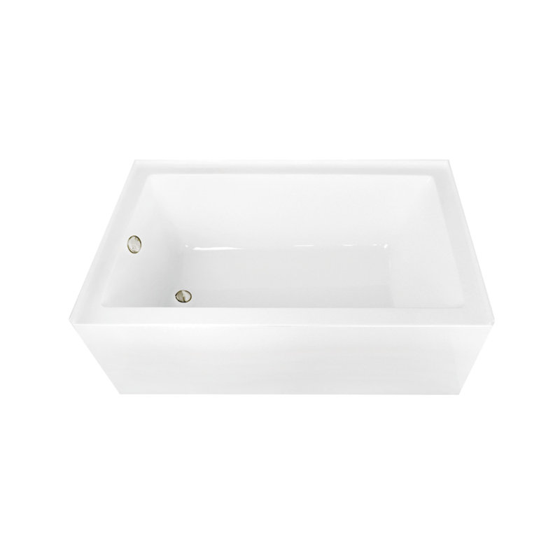 Kingston Brass Aqua Eden 60-Inch Acrylic Rectangular 3-Wall Alcove Tub, Right Hand Drain, Polished Nickel, Left Hand Drain