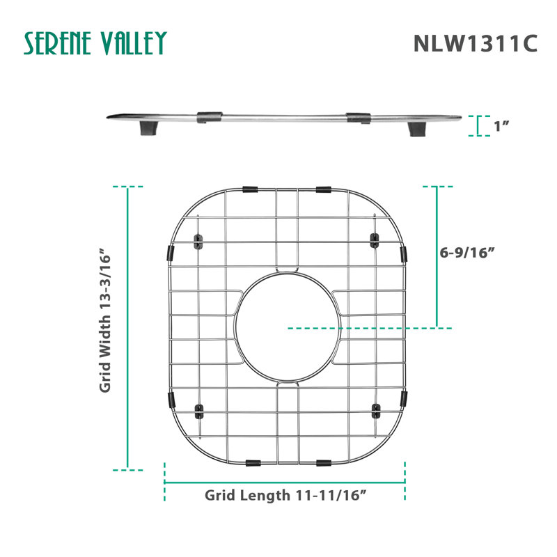 Grille d'évier en acier inoxydable 11,69 po x 13,19 po