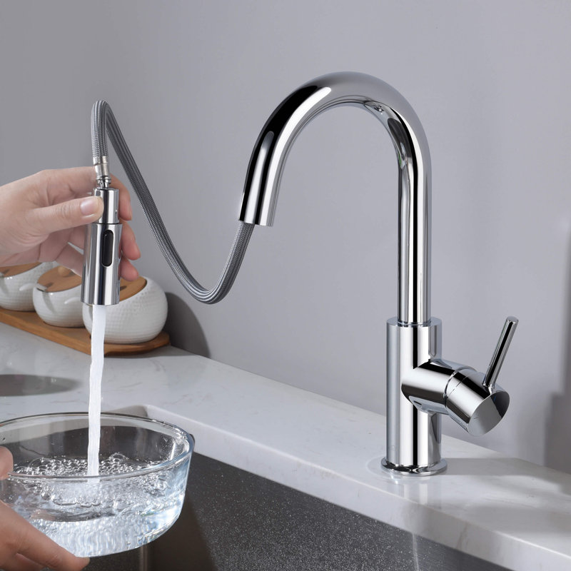 KIBI Luxe Pull Down Kitchen Faucet, Chrome