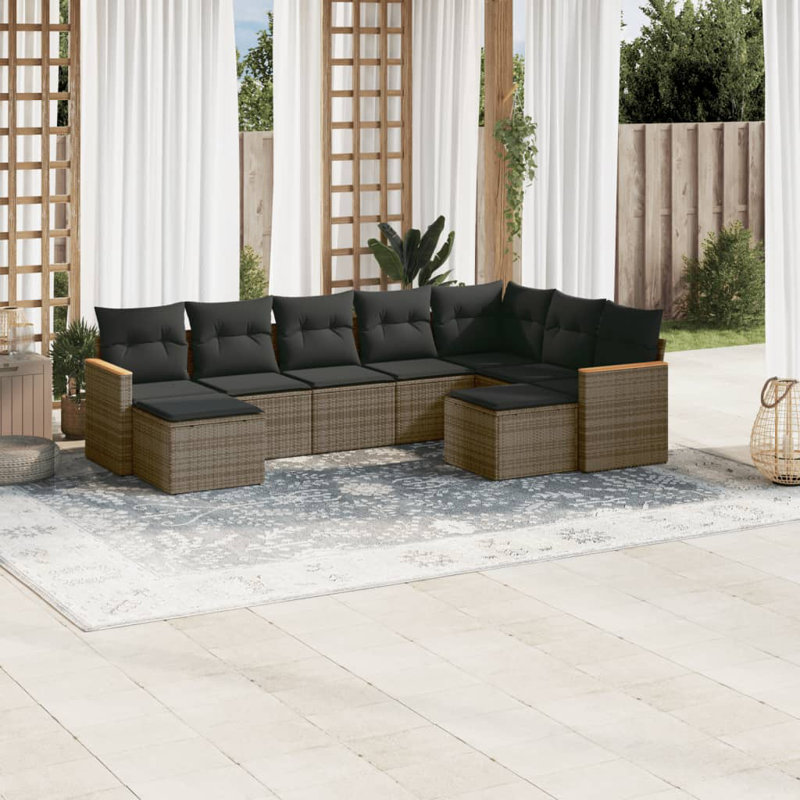 Ensemble de canapé de jardin en polyester thermolaqué en rotin PE Vidaxl