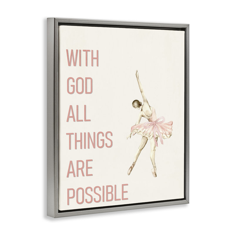 All Things Possible Ballerina Floating Frame, design by Kim Allen, Lustre Grey Floater Frame, 31" H x 25" W