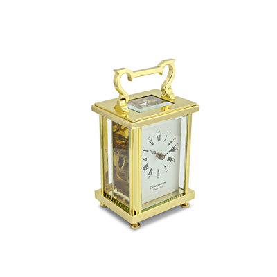 Traditional Analogue Metal Mechanical Tabletop Clock in Polished Brass