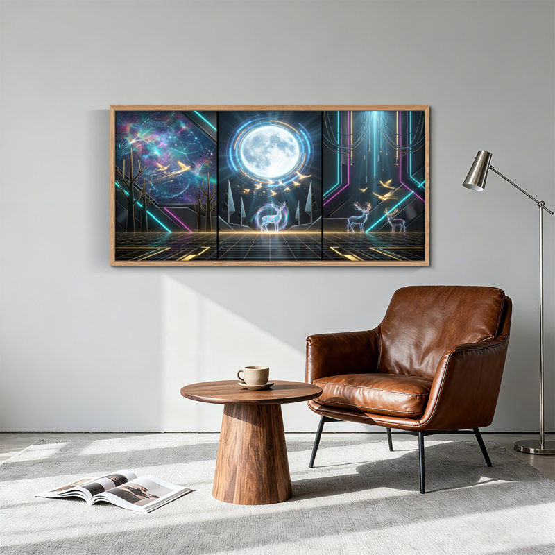 Tableau encadré sur toile « Forêt néon », 122 x 61 cm (48 x 24 pouces), lot de 1., 48 x 24 pouces