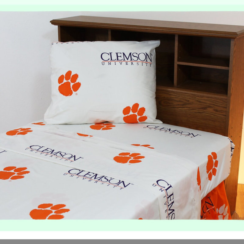 Tiger Pride Queen Sheet Set - Clemson Tigers Bedding, Printed Solid Design, Soft Fabric, Officially Licensed NCAA Product, Team Colors