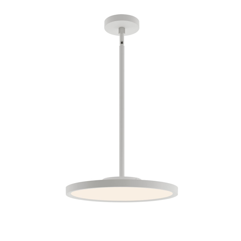 Luminaire suspendu simple en forme de cercle à 1 lumière DEL, H 1 po x l 16 po x P 16 po, Nickel satiné